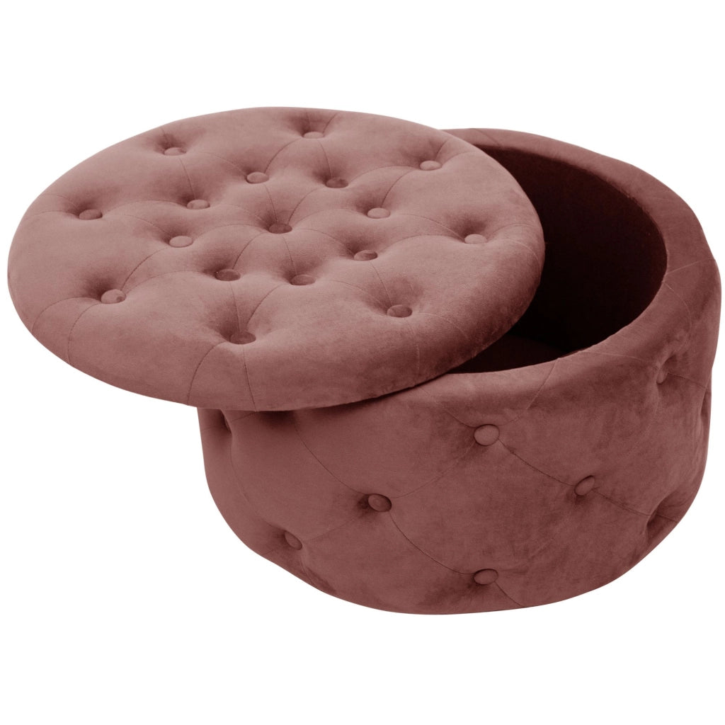 Pouf a scomparto rotonda in velluto trapuntato AKORD ALIA colore Rose