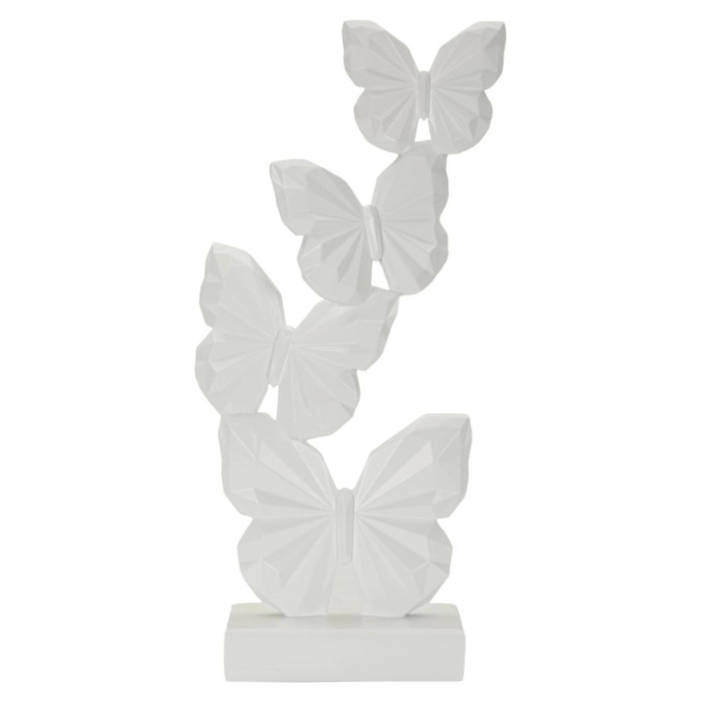 Scultura decorativa Farfalle in poliresina bianca
