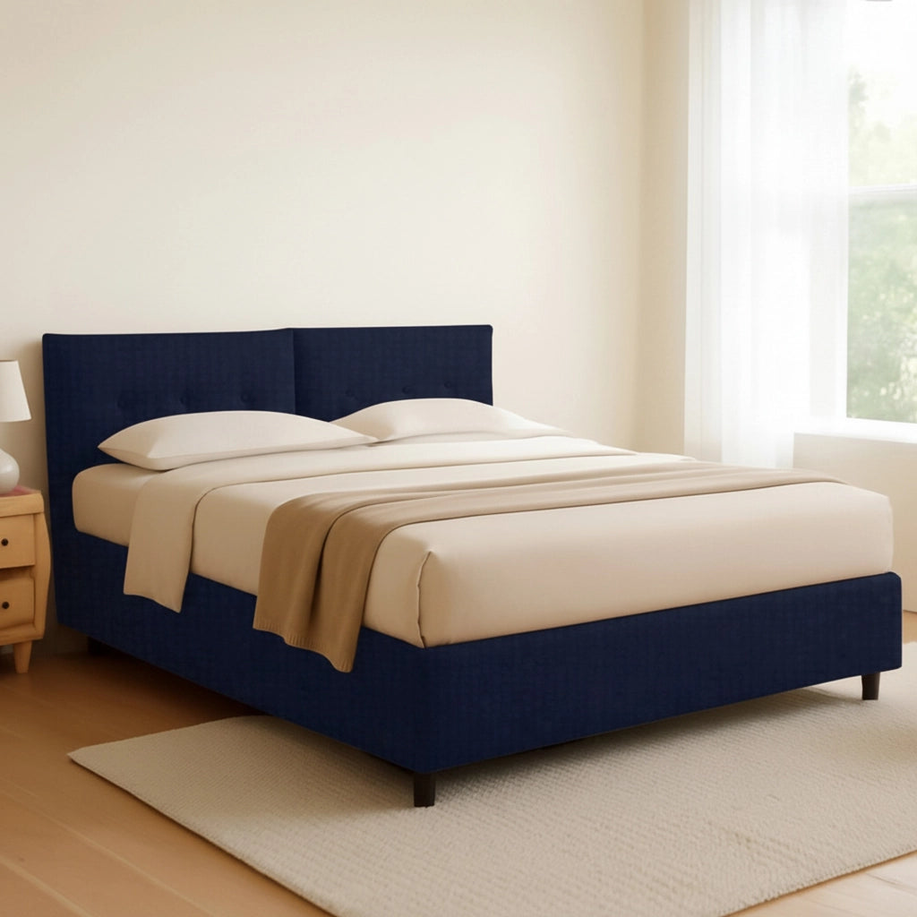 Bath, Letto Matrimoniale Sfoderabile Made in Italy, Viola Scuro