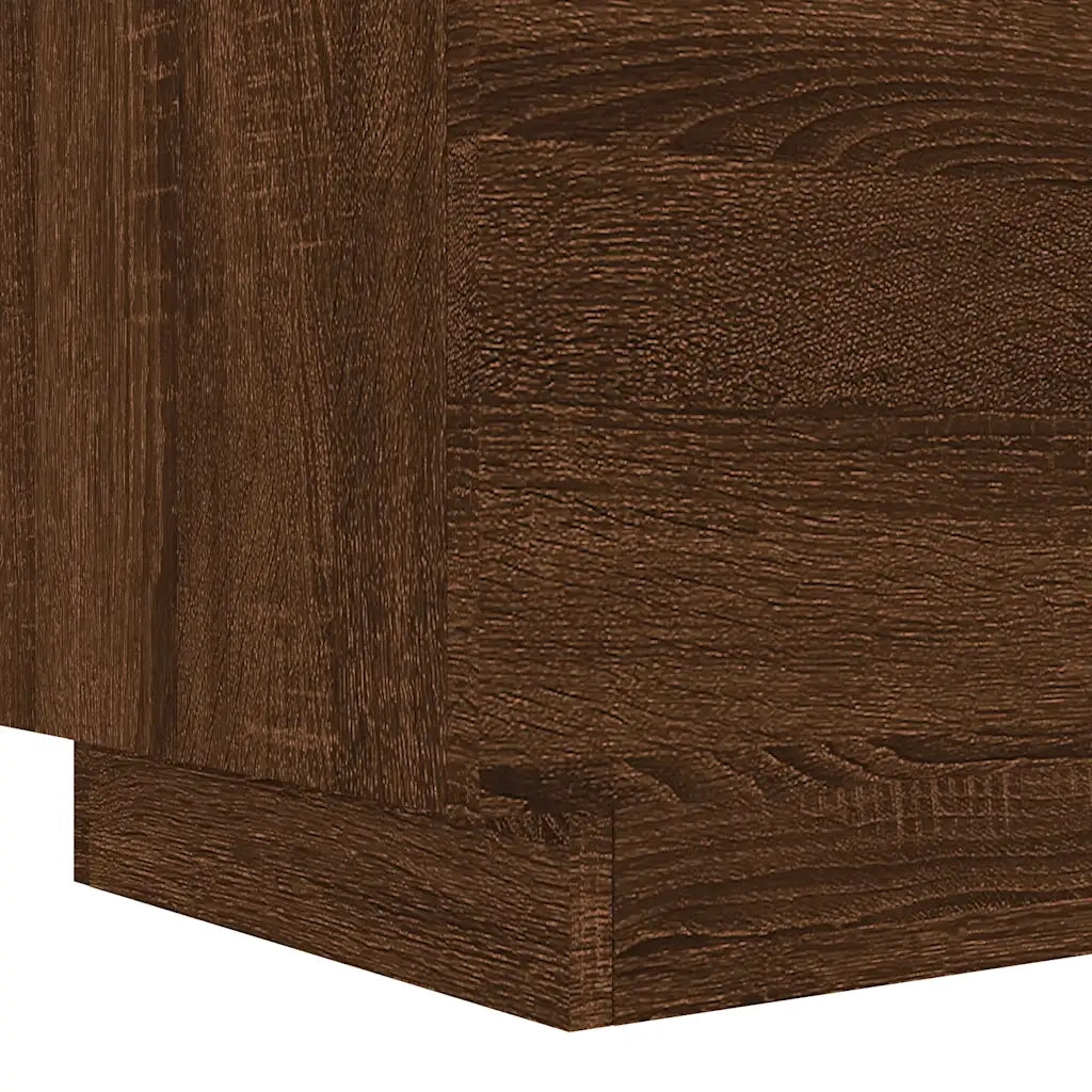Comodino | Armadio da Notte | Mobiletto da notte con Luci LED Rovere Marrone in Legno Multistrato