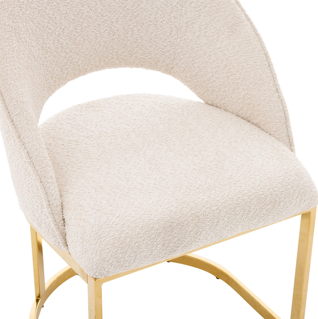 Set di 2 sedie da pranzo 67.01x61.01x53.19 cm con rivestimento bouclé e gambe in metallo beige e oro