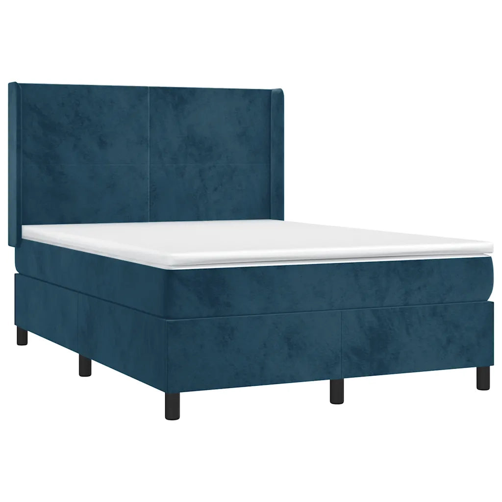 Giroletto a Molle con Materasso Blu Scuro 140x200 cm in Velluto 3132565