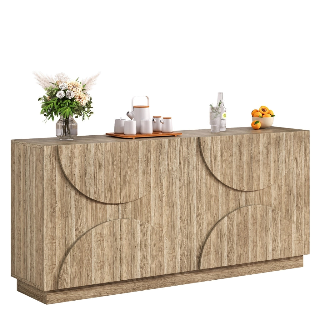 OKWISH Credenza con Ante e Ripiani Regolabili, Apertura Silenziosa, per Soggiorno e Sala da Pranzo, 160 × 40 × 80 cm