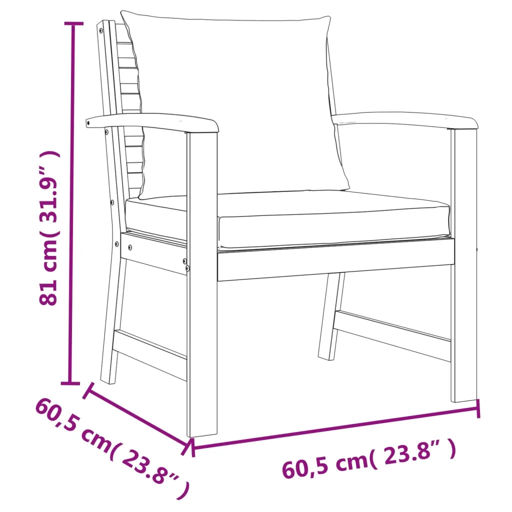 Set da Pranzo Giardino 4pz con Cuscini Legno Massello di Acacia 3154978