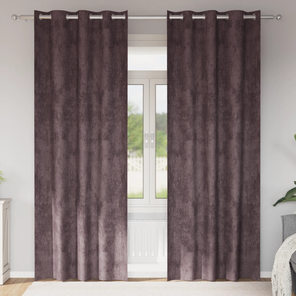 Tende in velluto 2 pz con occhielli Marrone 225x140 cm