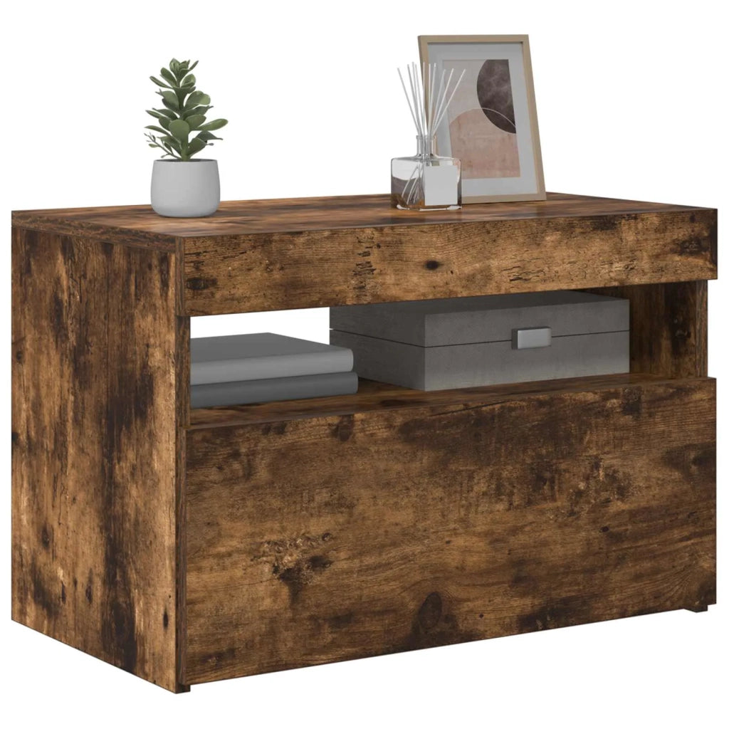 Mobile Porta TV con Luci LED Rovere Fumo 60x35x40 cm 815678