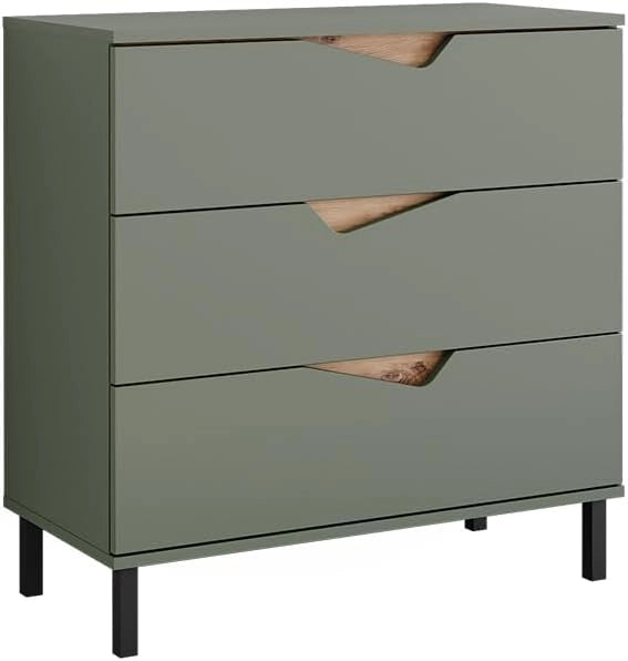 Cassettiera per camera da letto Marelle, Bianco/Artisan, 80 x 81.2 cm con 3 cassetti, adatto per riporre abbigliamento e accessori
