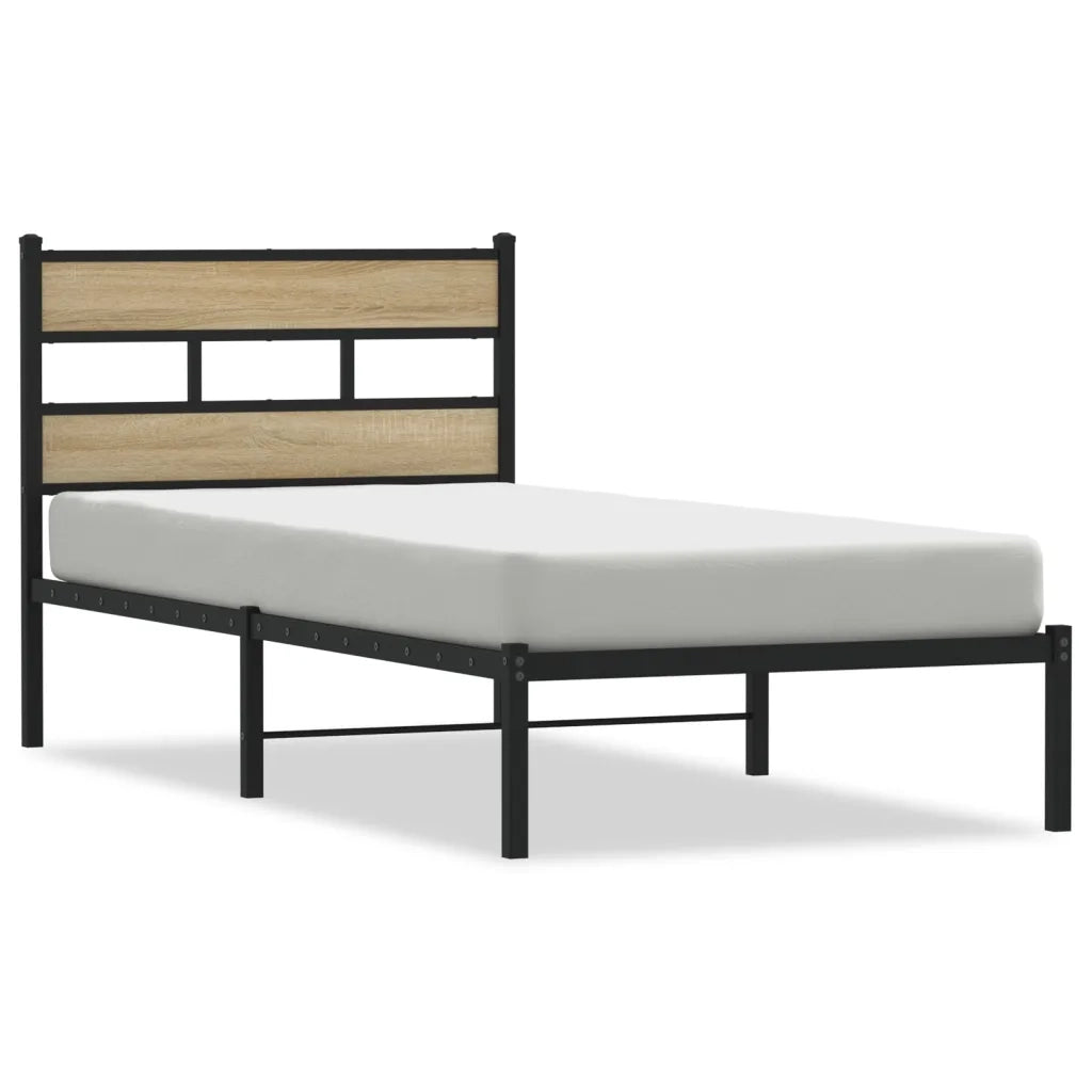 Giroletto senza Materaso in Metallo Rovere Sonoma 90x200 cm 4017095