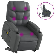 Poltrona | Sedia Relax Alzapersona Reclinabile Massaggio Grigio Similpelle