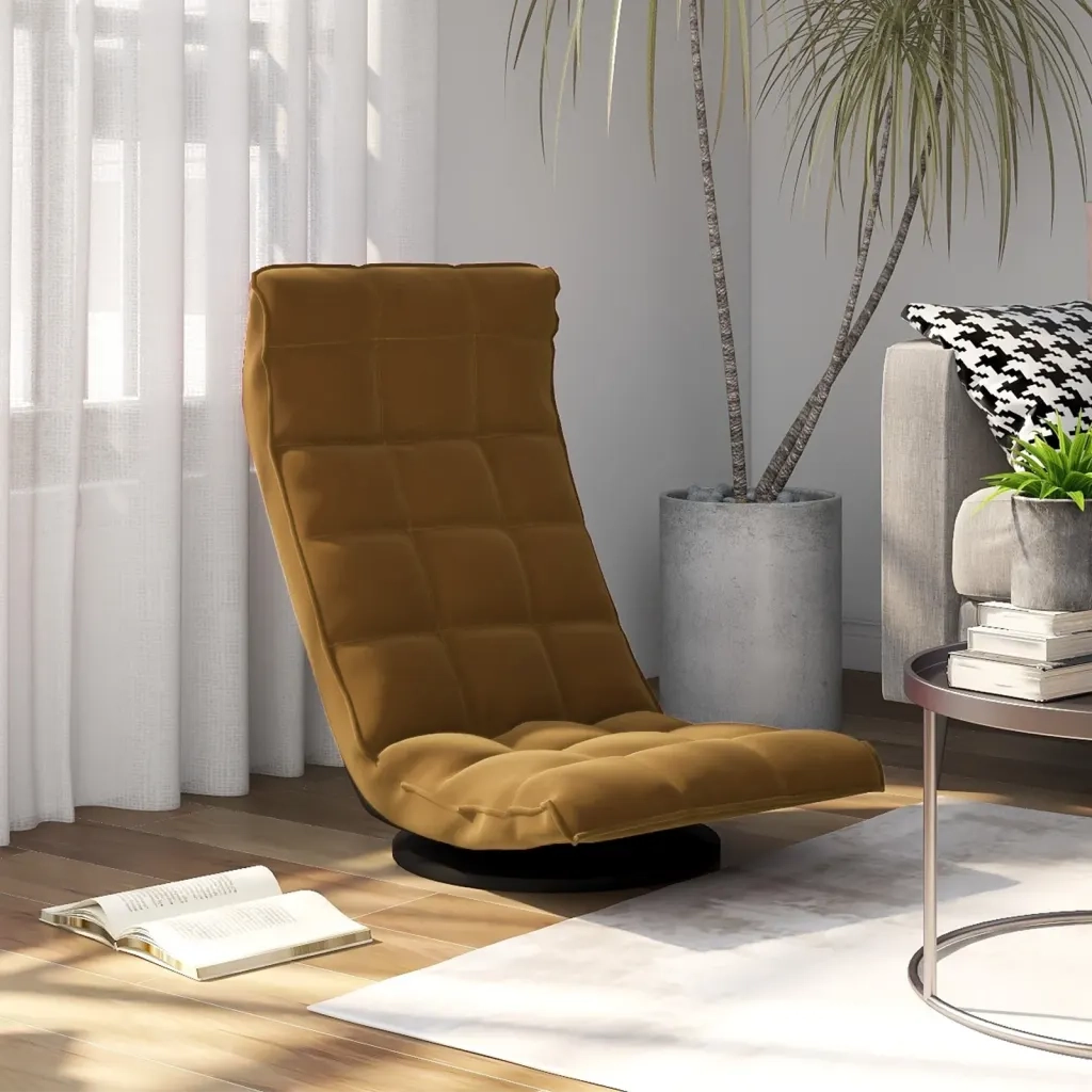Sedia da Pavimento Girevole Marrone in Velluto CFW9819570