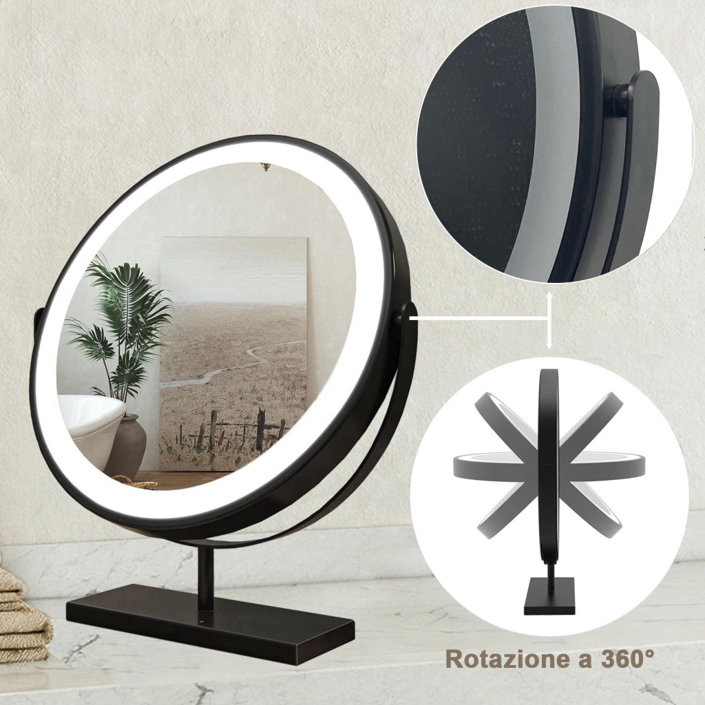 40x48cm Specchio da trucco a posizionamento statico LED + Touch Control + 3 temperature di colore regolabili