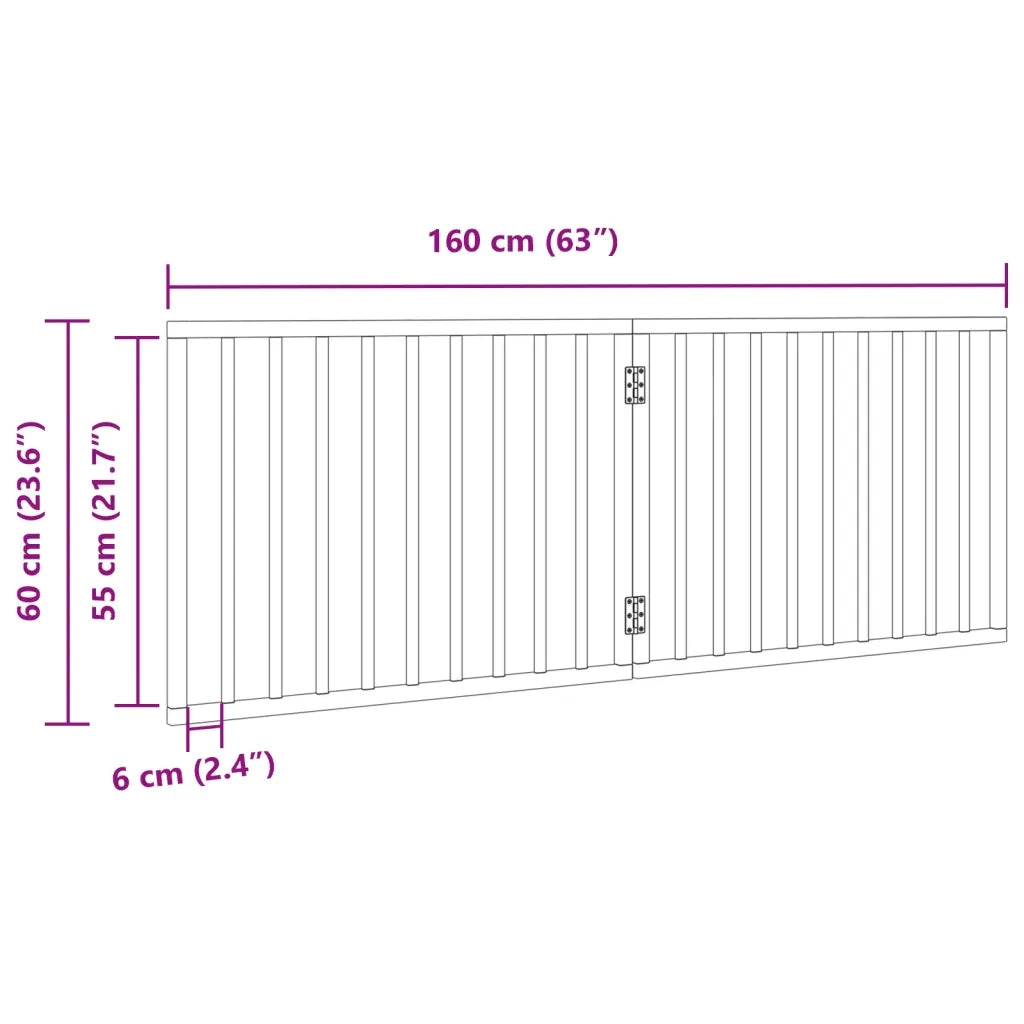 vidaXL Cancello per Cani Pieghevole 2 Pannelli Nero 160cm Legno Pioppo