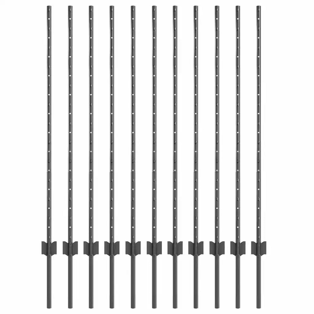 Palo della recinzione 11 pcs Grigio 120 cm Acciaio 42006283