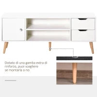 Mobile TV Moderno in Legno Bianco, Mobile Porta TV di Design per TV Max. 50" 120x28x44cm