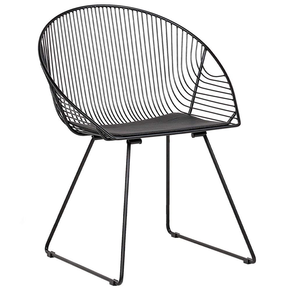 Set di 2 sedie da pranzo con struttura in metallo Nero sedile in ecopelle design industriale moderno