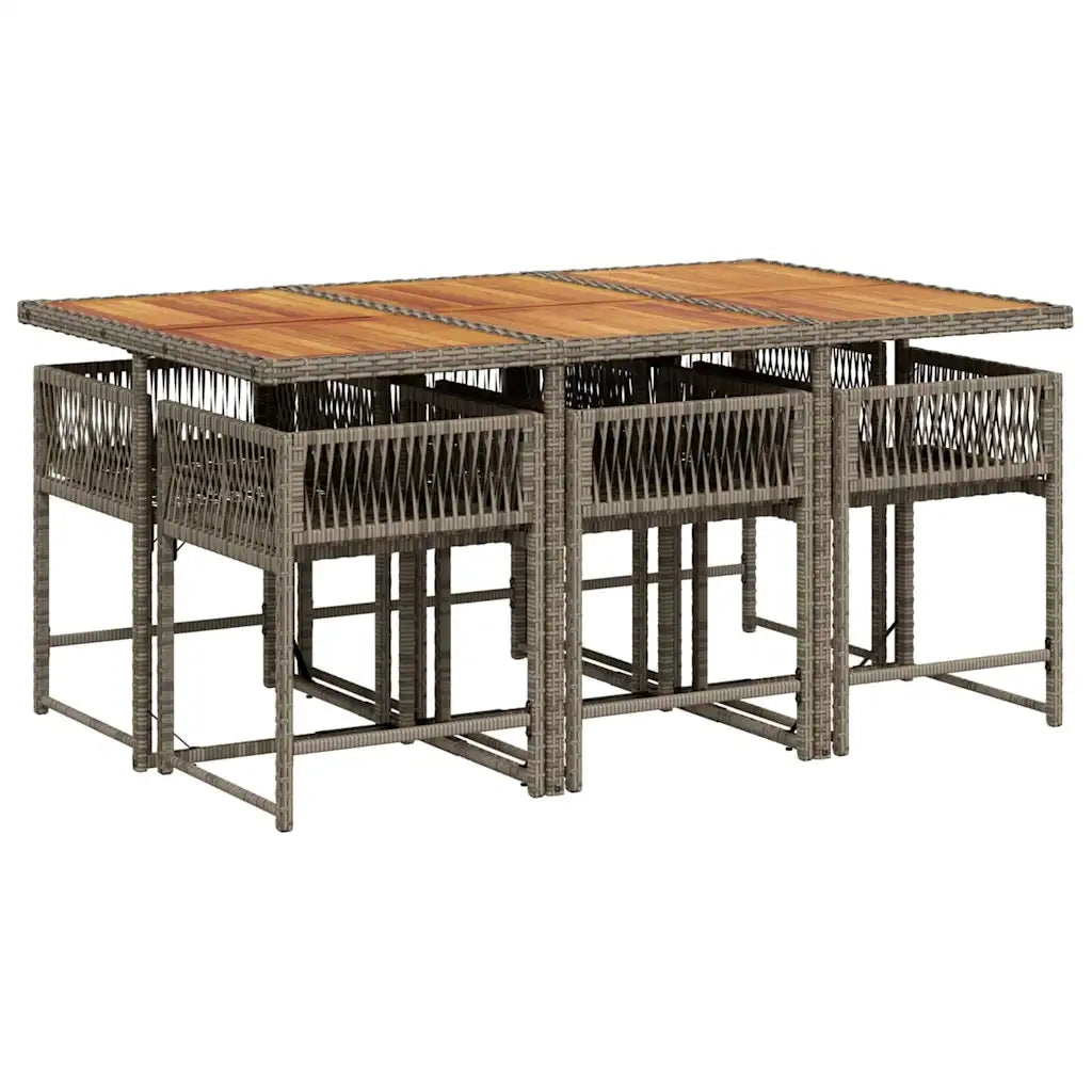 Set da Pranzo da Giardino 7 pz con Cuscini in Polyrattan Grigio 3211454