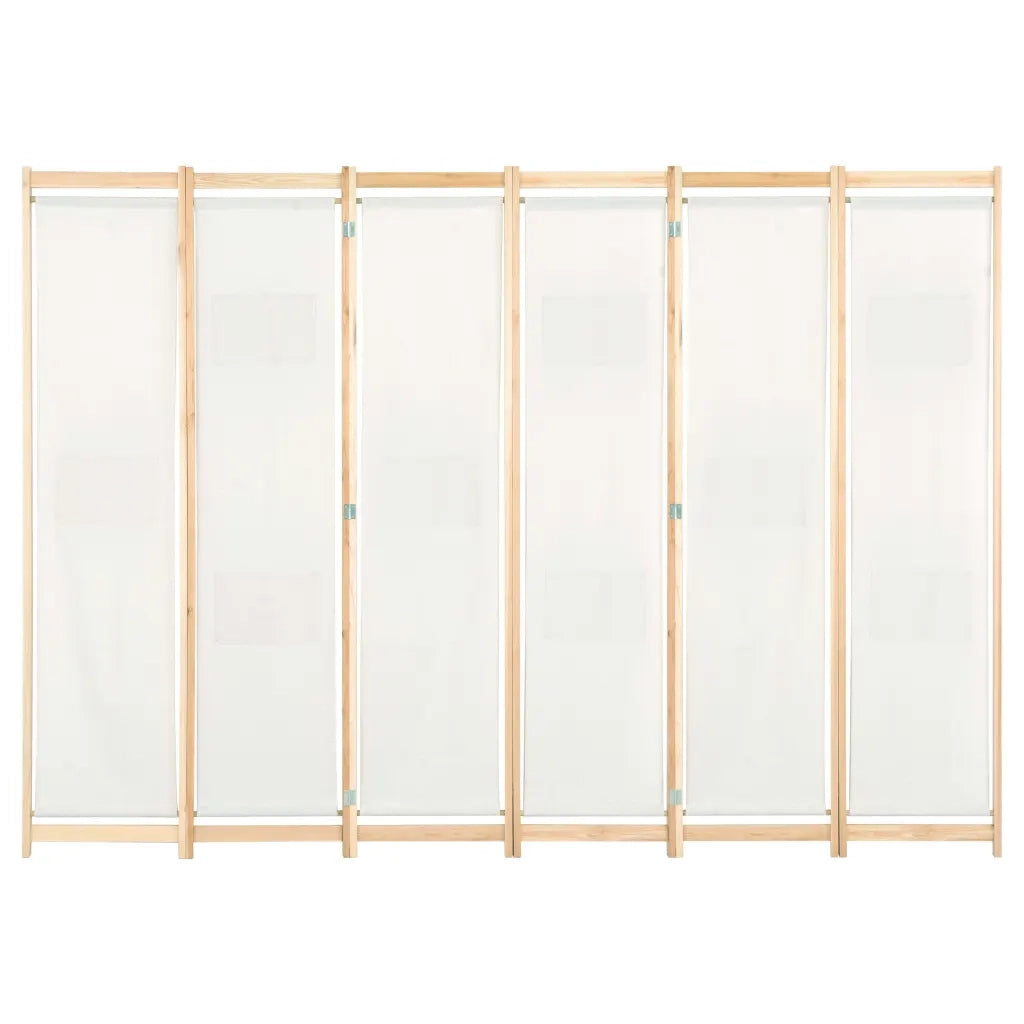 Divisorio Ambienti | Divider per stanze | Paravento a 6 Pannelli 240x170x4 cm in Tessuto Crema