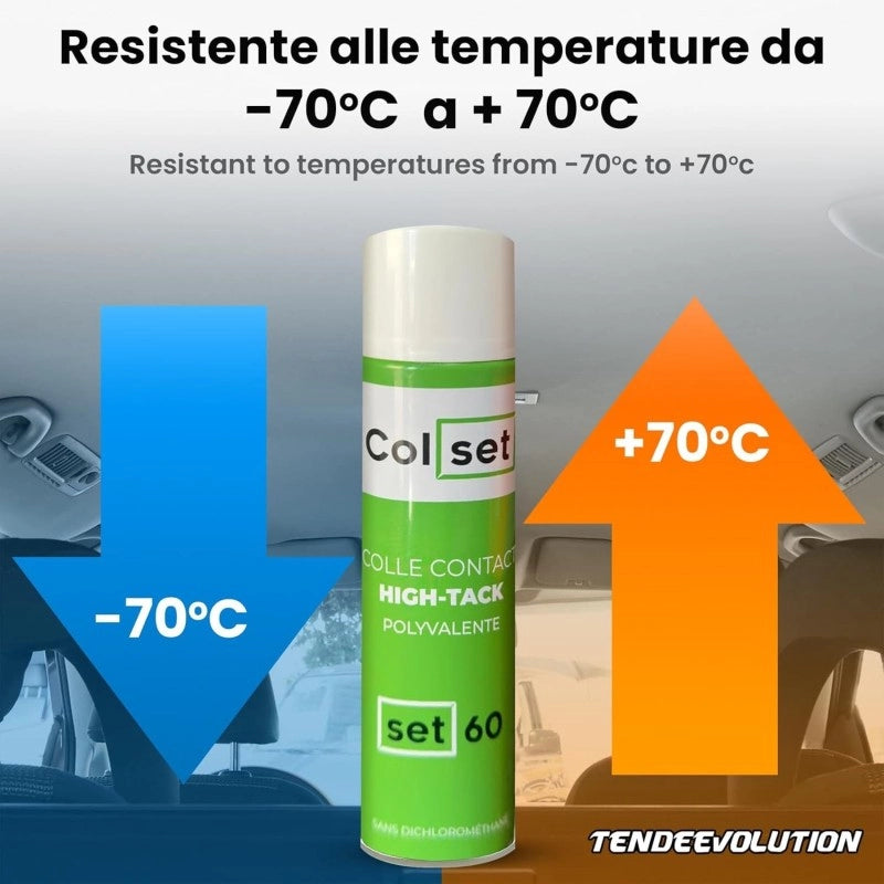 Colla Spray Attacco Plus Trasparente Multiuso Per Tessuto Cielo Auto, Resistente alle Alte Temperature, Bomboletta spray ALTA QUALITA' 500ML