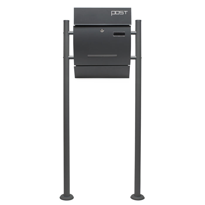Set Cassetta postale singola autoportante V4 antracite, con telaio di supporto