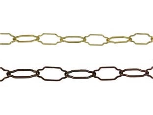 CATENA SAGOMATA PER LAMPADARI- - ø mm.2,5x44x20 in ferro ottonato - 10 mt