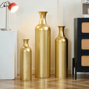 Fioriera a più livelli in metallo con struttura goffrata oro, set di 3 decorativo per soggiorno corridoio e ufficio