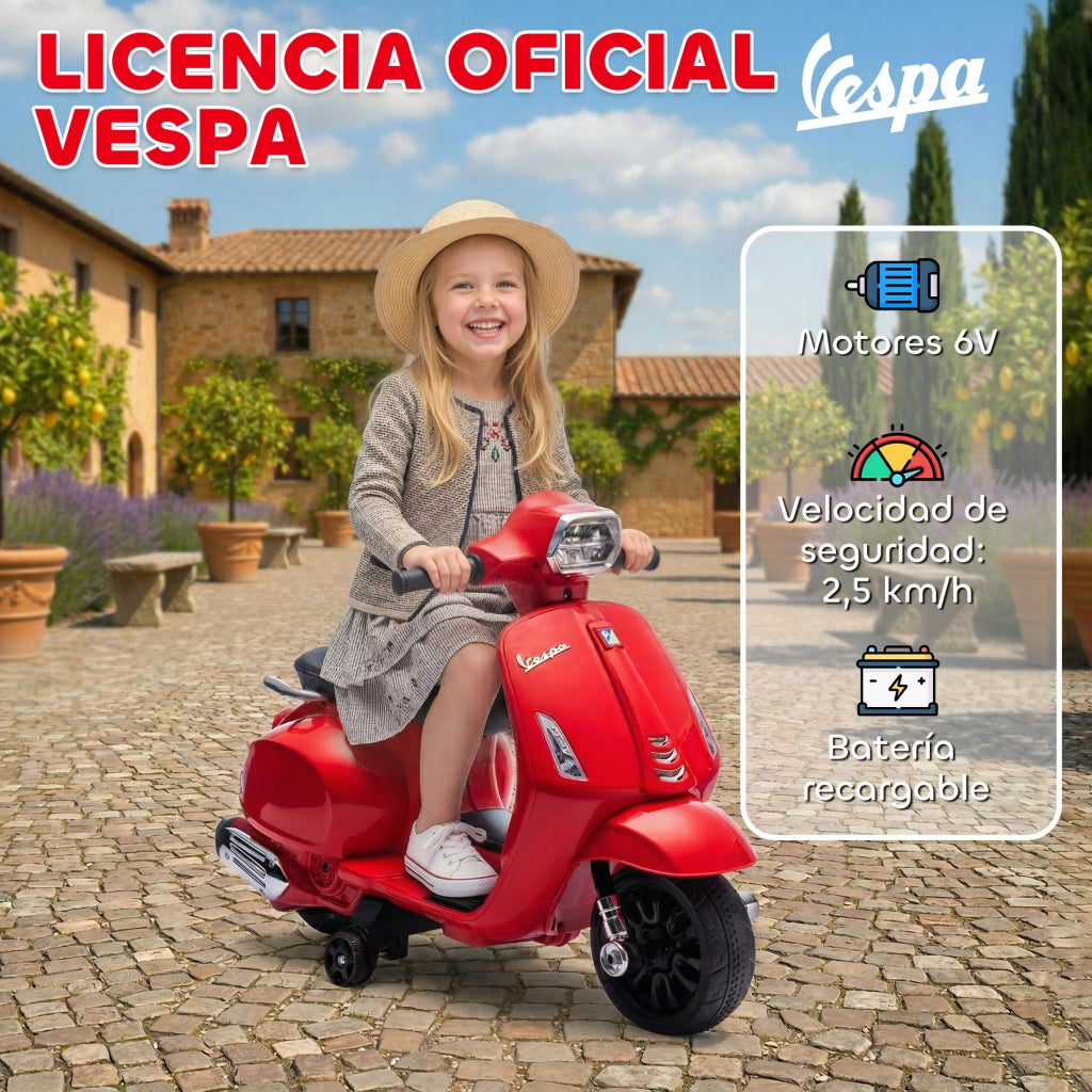 Moto Elettrica per Bambini 2-4 Anni con Batteria 6V ¨C Minimal ¨C Rosso