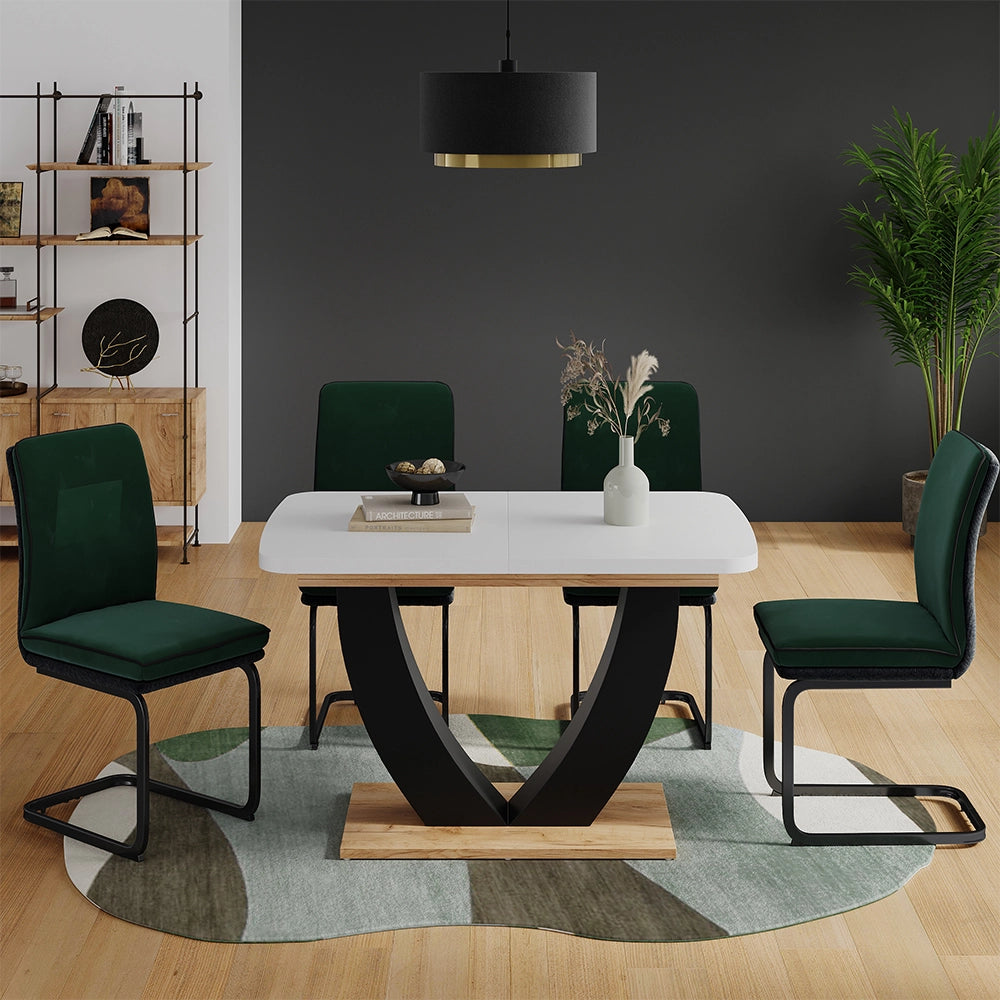 Vicco tavolo da pranzo allungabile Rovere bianco/dorato 120 x 80 cm Estensibile
