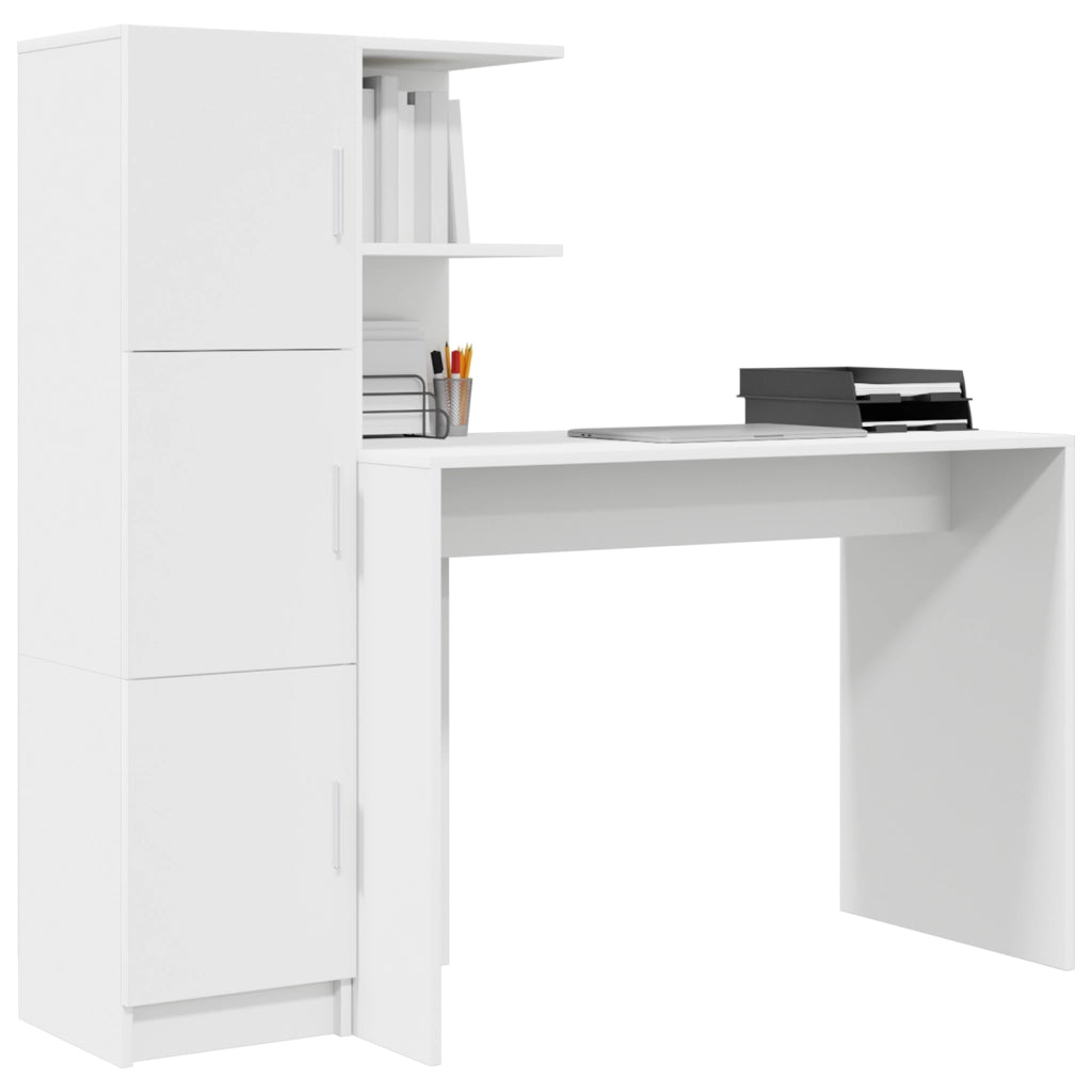 Scrivania con Storage Bianca in Legno Ingegnerizzato