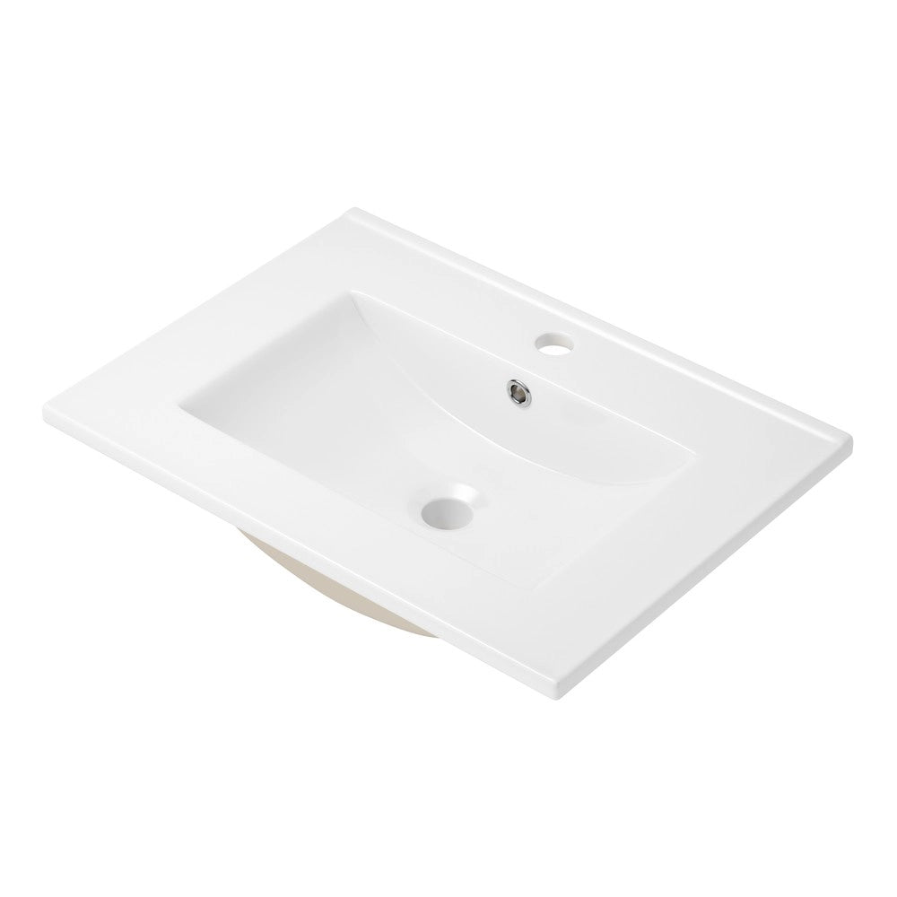 Mobile Bagno Sospeso con Lavabo Integrato e LED ¨C Xylo ¨C Bianco, 2 Cassetti, 61x46x45 cm