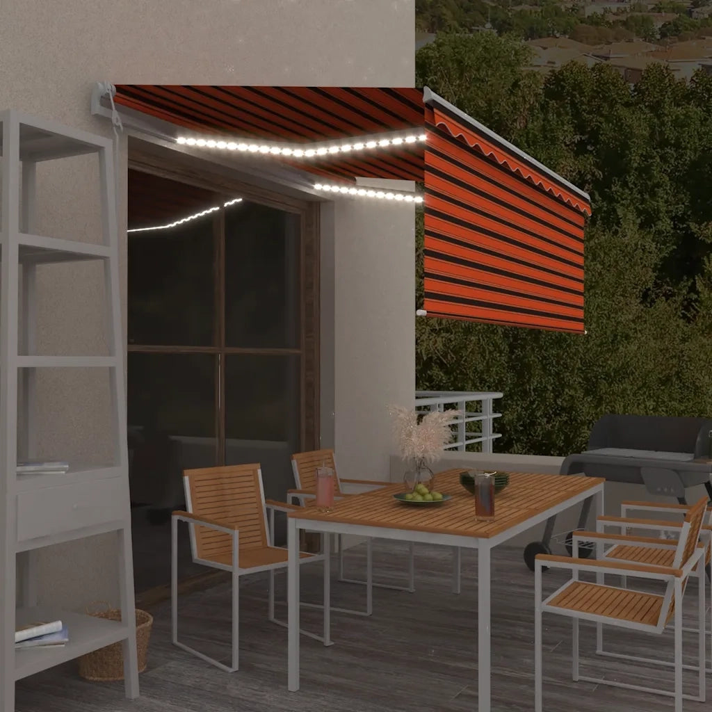 vidaXL Tenda Automatica con Sensore Vento 3,5x2,5m Arancione e Marrone