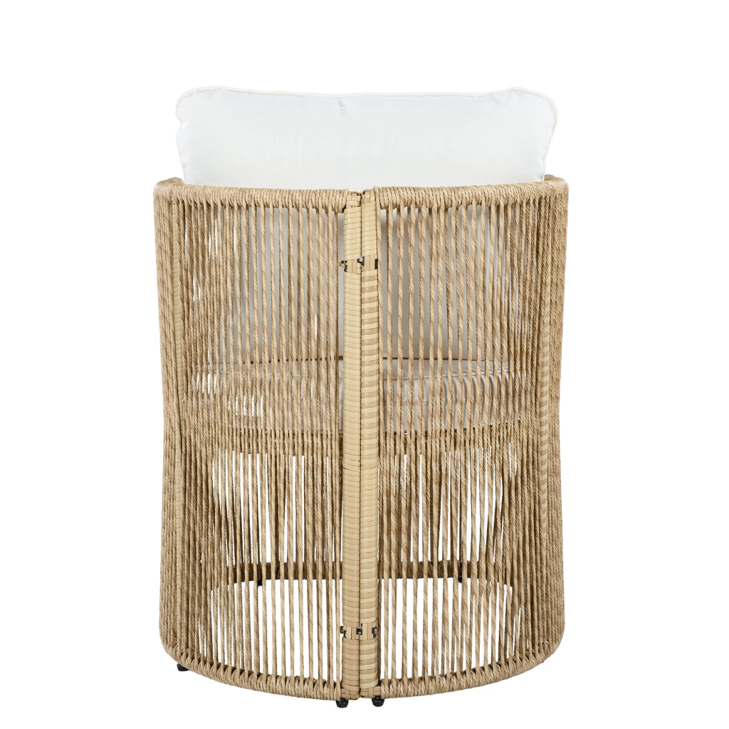 OKWISH Salotto da Giardino 5 Pezzi, Divano 3 Posti con 2 Poltrone e Tavolo in Vetro Temperato, Metallo Poliestere Beige