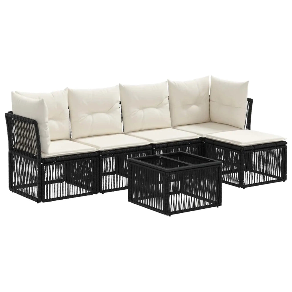 Set Divano da Giardino 6 pcs Nero polyrattan