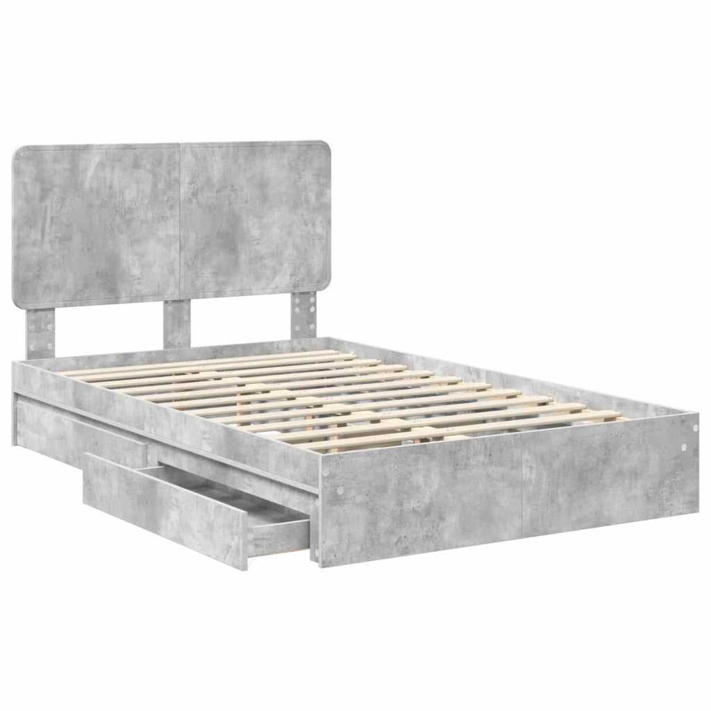 Letto con Contenitore con testiera Grigio cemento 135 x 190 cm 3412696
