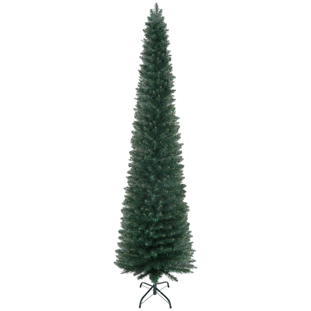 Albero di Natale Artificiale Stretto ¨C zephmum ¨C 210 cm Verde con Base Plegabile e Supporto Metallico
