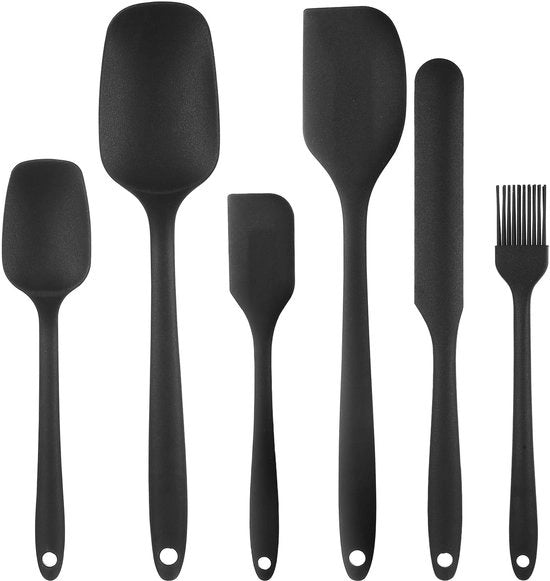 Set di Spatole in Silicone - 6 pezzi - Resistente al Calore - Accessori Cucina Flessibili - Superficie Antiscivolo - Spatole per Cucinare/Cottura - Spatola Cucina