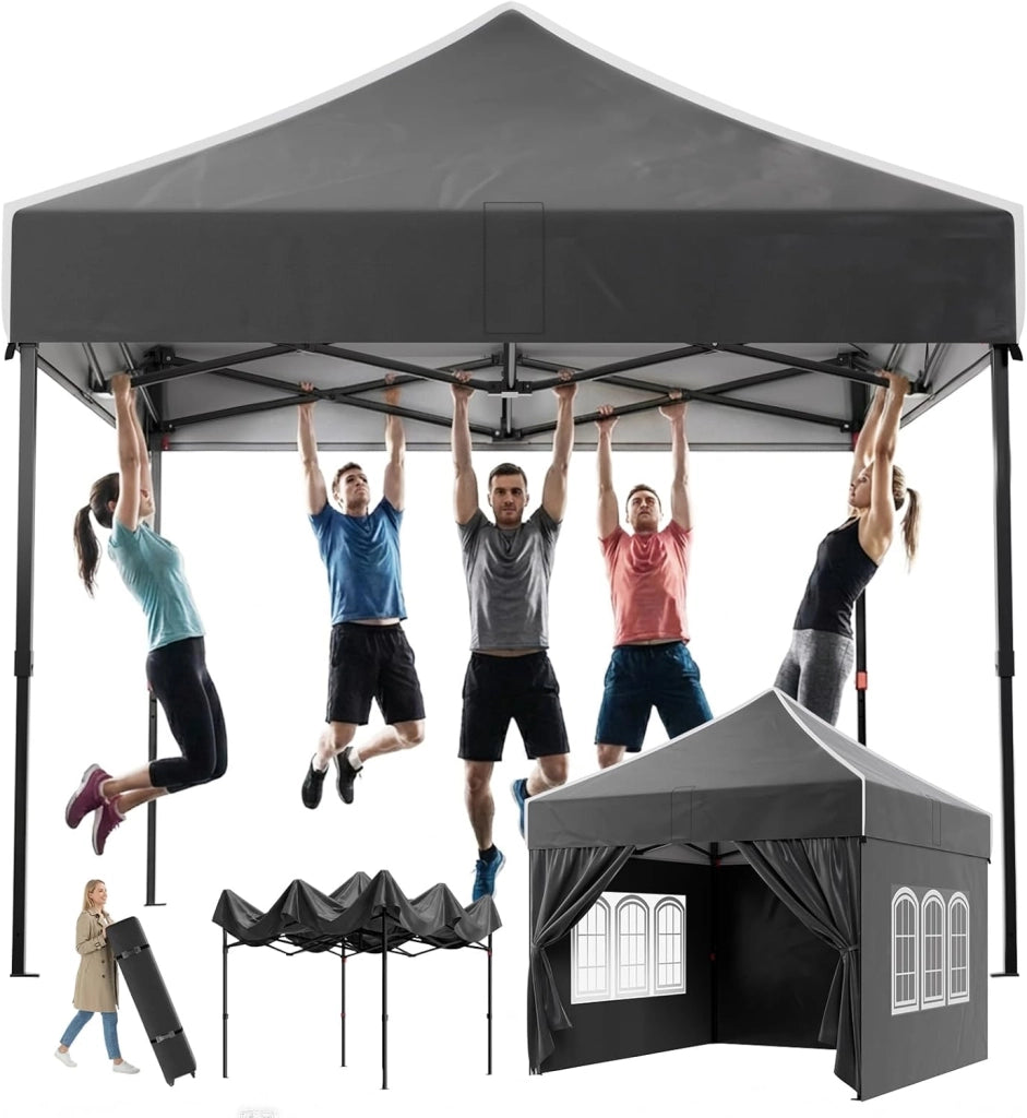 Gazebo 3 x 4.5 impermeabile, stabile, ripido, gazebo pieghevole con pareti laterali, protezione UV 50+, tenda per feste, altezza regolabile, gazebo per giardini, cortili, campeggi