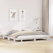 Giroletto senza Materasso-Struttura Letto Bianco 200x200 cm Legno Massello Pino 964555