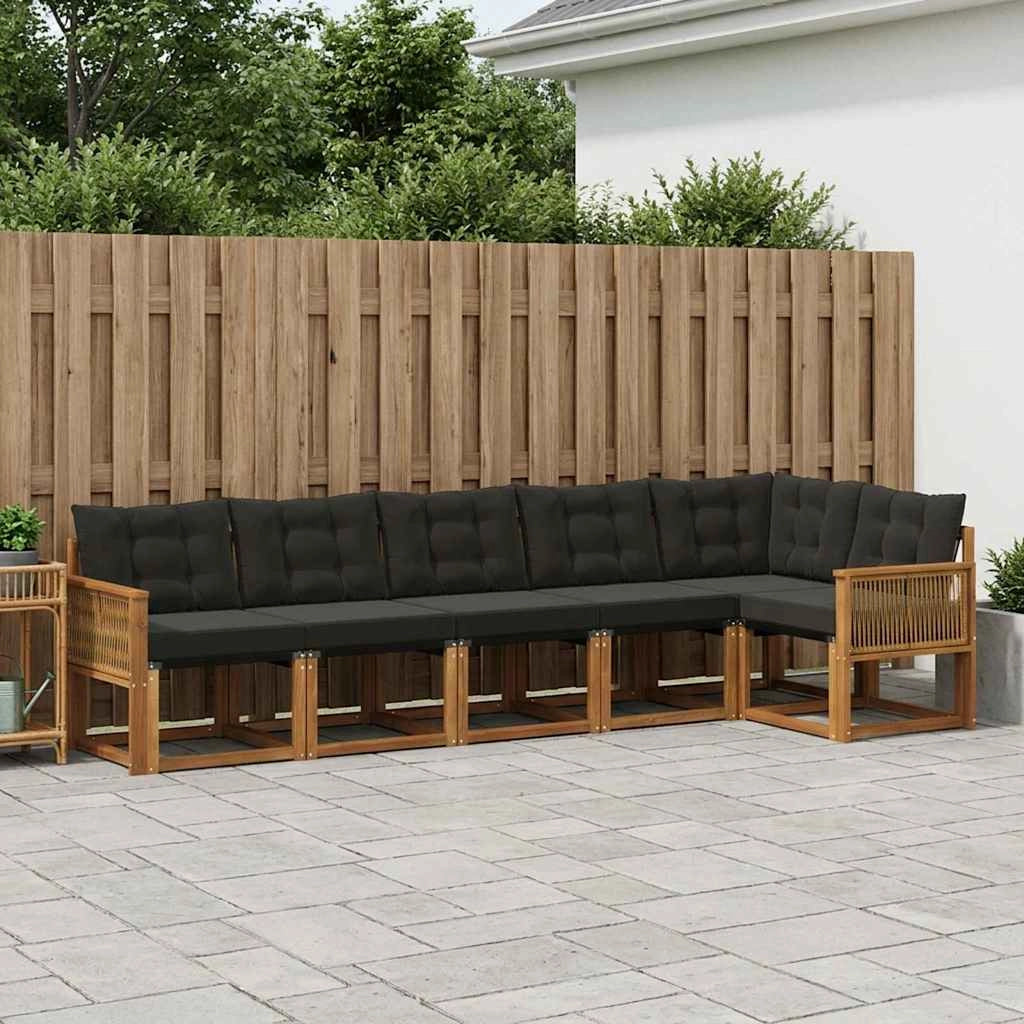Set di divani da esterno 6 pz Naturale e Nero 3381988