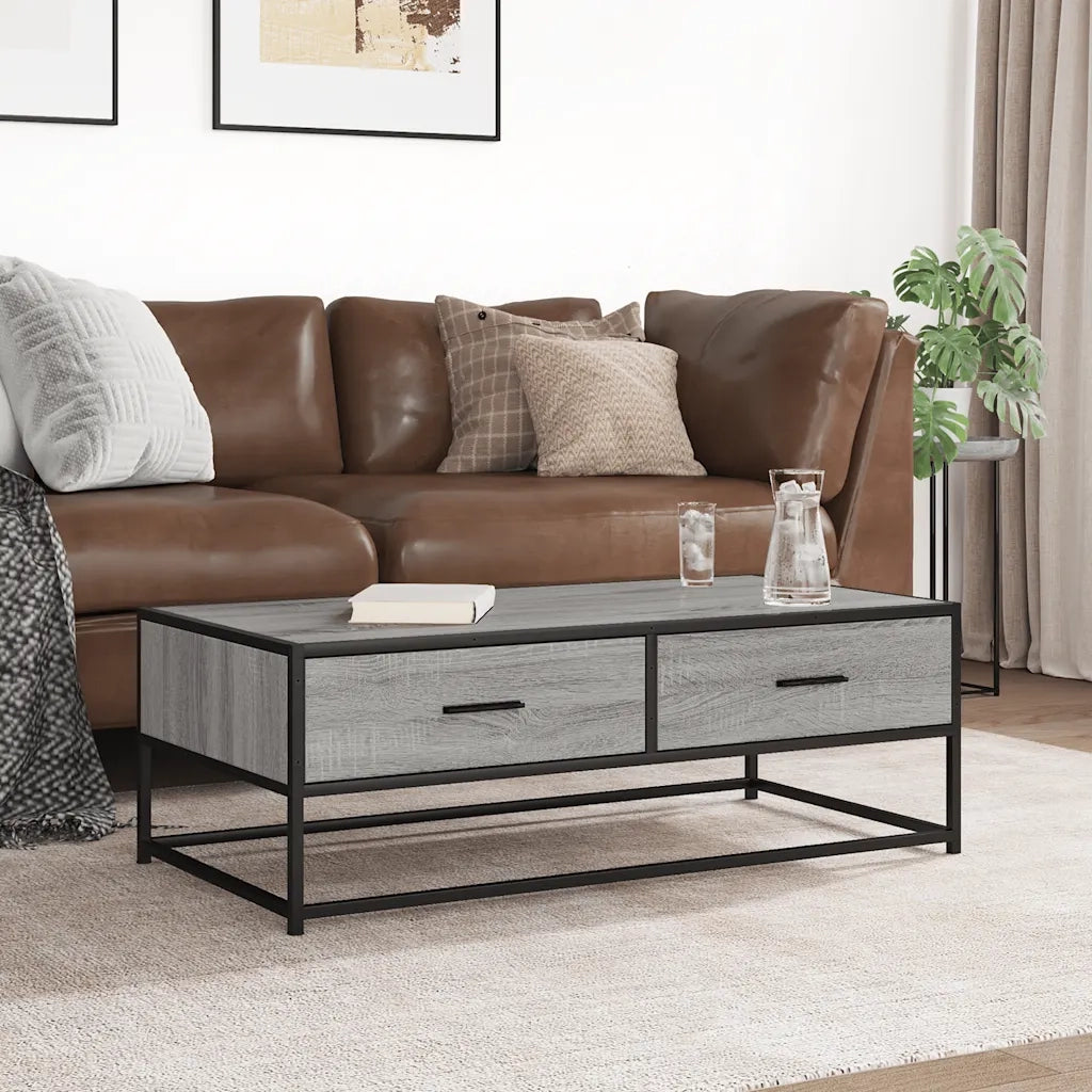 vidaXL Tavolino Salotto Grigio Sonoma 100x50x35cm Multistrato Metallo