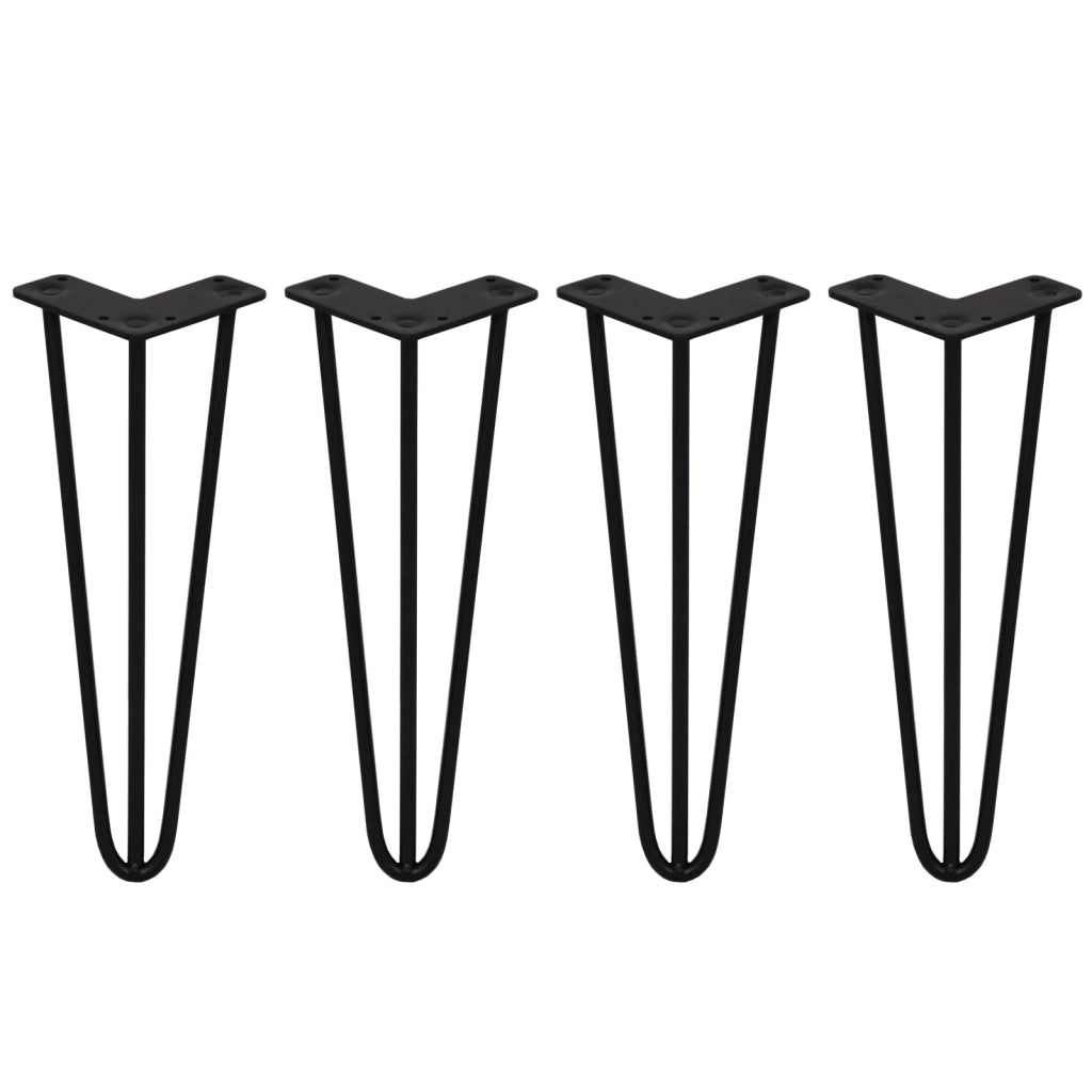 4 Gambe per Tavolo a Forcina SkiSki Legs 35,5cm Acciaio Nero 3 Rebbi 10mm
