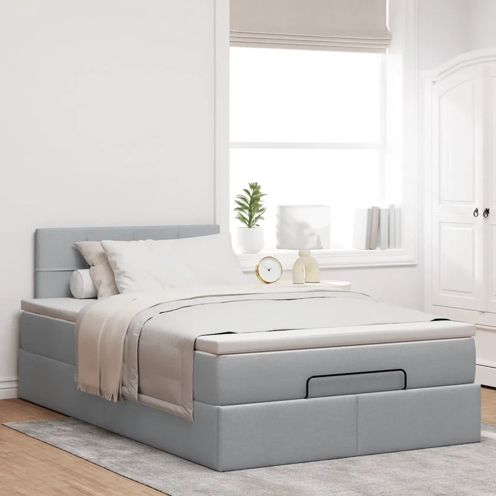 Pouf Letto con Materasso Grigio Chiaro 120x190 cm in Tessuto 3311442