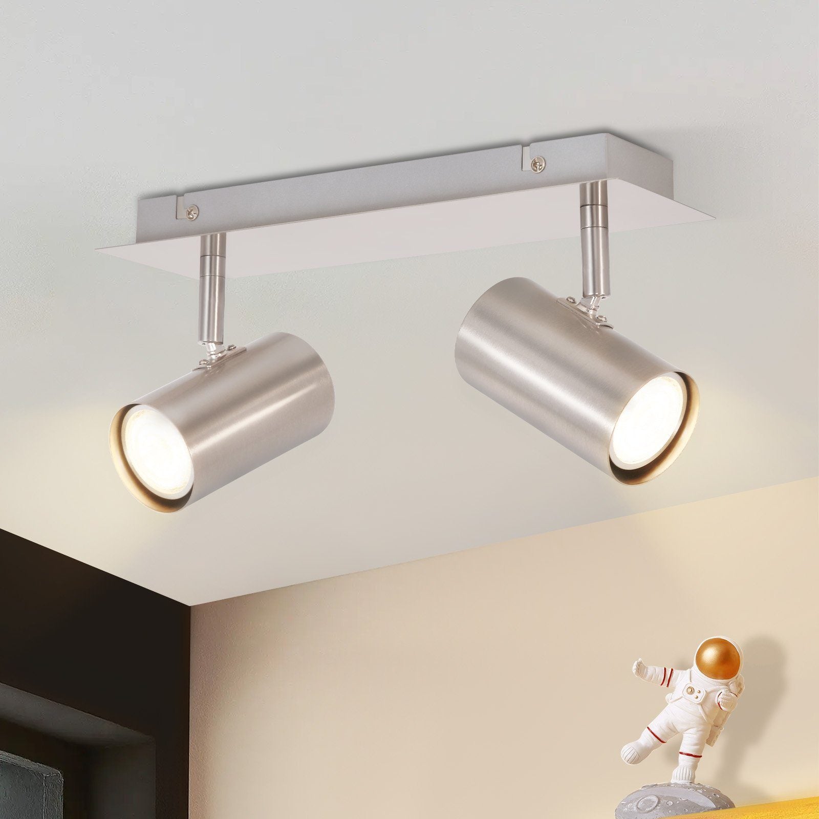 ZMH Faretto da soffitto nichelati 2 luci GU10 orientabili 330° design moderno per corridoio