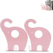 Trade Shop - Set 2 Pezzi Fermalibri Motivo Elefante In Ferro Per Bambini Libri Da 19 X 12 Cm -