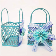 Trade Shop - 12pz Bomboniera Sacchetto Shoppers Metallo Azzurro Portaconfetti Nascita Comunione -
