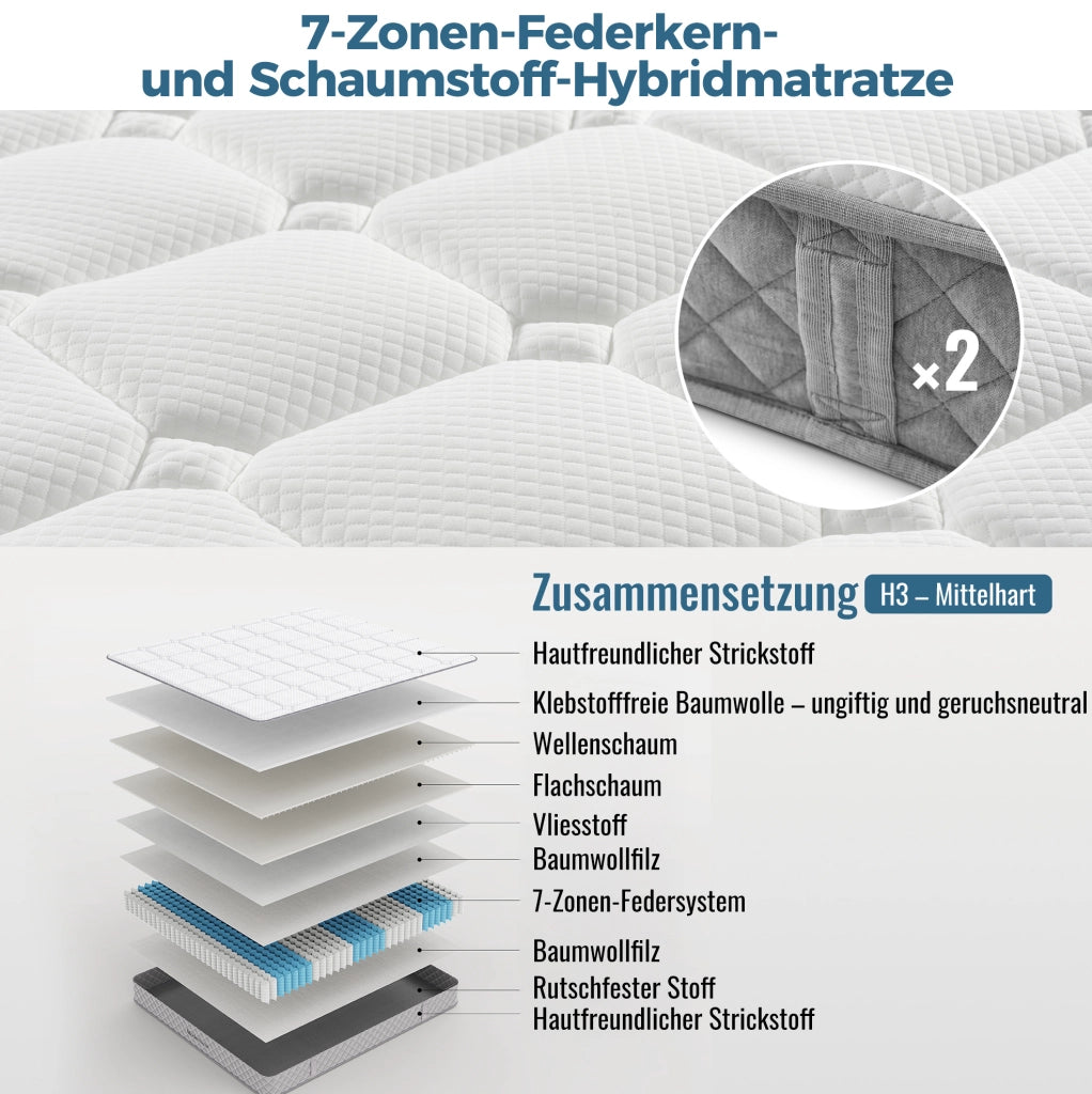 Letto singolo 90x200 beige con contenitore, USB e materasso