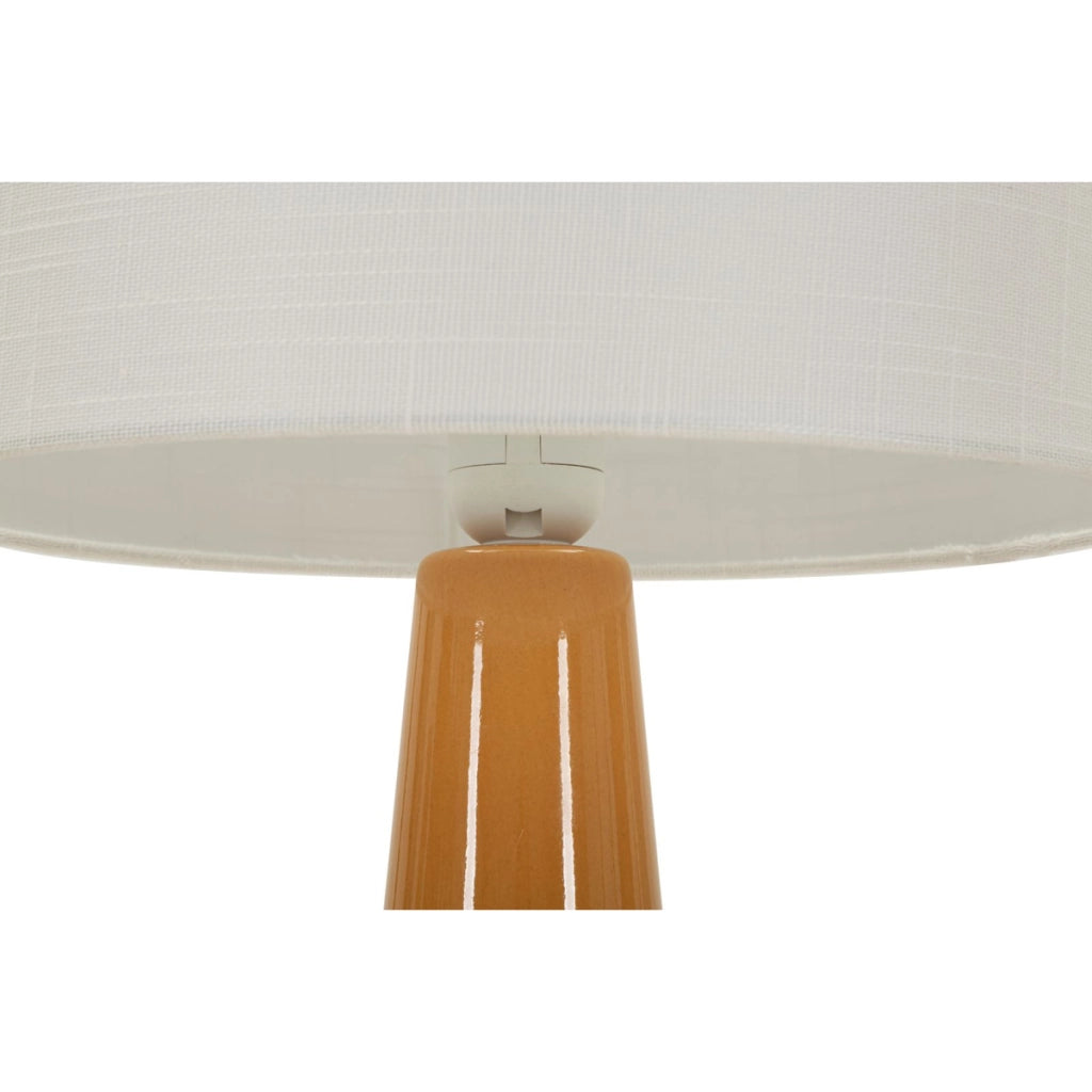 Lampada da tavolo Gress in ceramica senape e tessuto