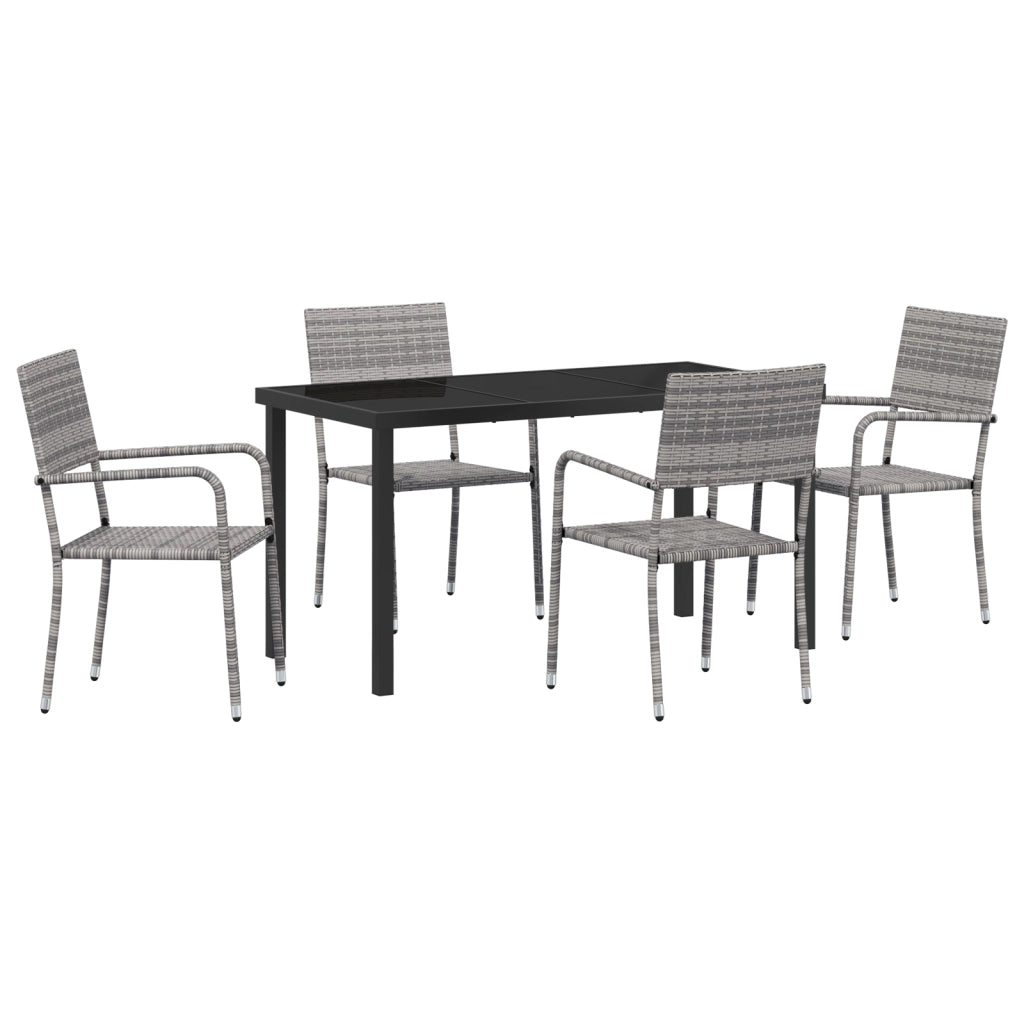 Set di Pranzo da Giardino 5 Pezzi Grigio Polyrattan