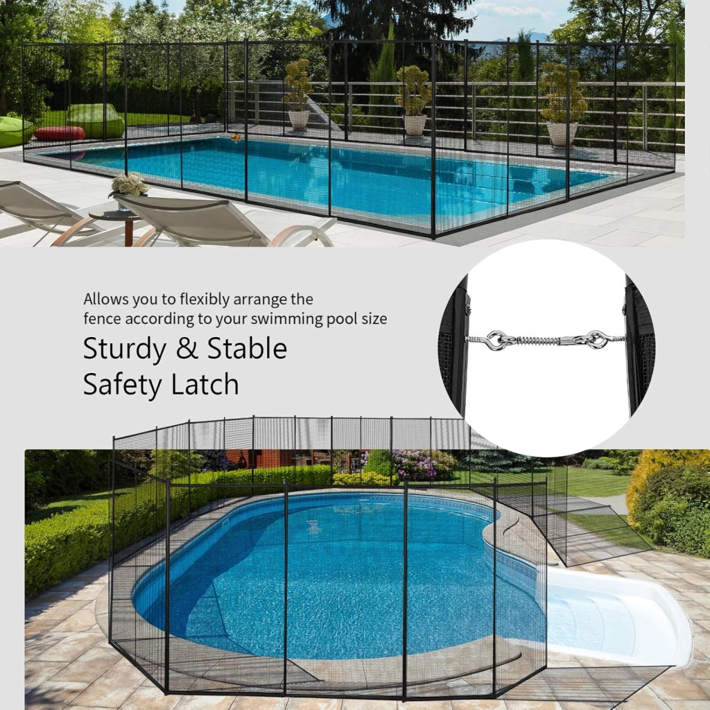 Recinzione di Protezione per Piscina, Barriera di Sicurezza Pieghevole in Alluminio e Acciaio Inox per Piscina Laghetto Giardino con Kit di Montaggio, 366 x 125cm