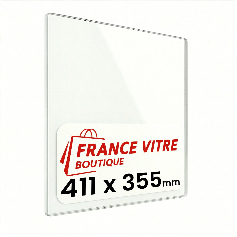 411 x 355 x 4 mm - Vetro per stufa a legna - vetro camino di ricambio - vetro per caminetto resistente al fuoco - France Vitre