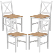 Set 4 Sedie per Cucina e Soggiorno con Schienale a Croce 41x46,5x86 cm in Legno di Pino Bianco e Rovere